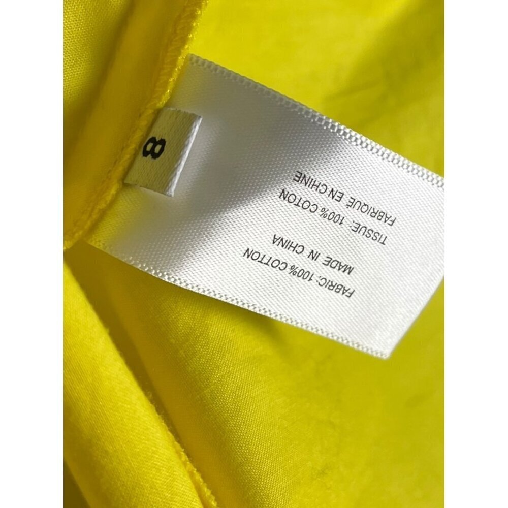 Proenza Schouler White‎ Label Women's 8 Poplin V-Neck Top Bright Yellow Peplum - Picture 14 of 15